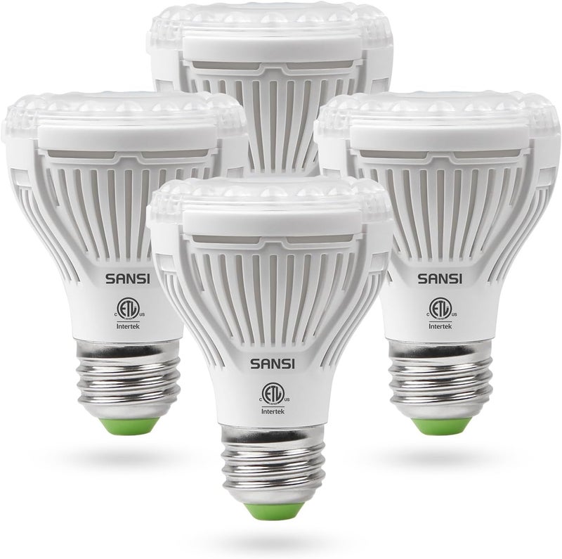 Sansi مصباح نمو LED للبذور والخضروات، ضوء نمو كامل الطيف 10 واط (ما يعادل 150 واط) مع عدسة بصرية للنباتات الداخلية، PPFD عالي، قاعدة E26، عبوة 4 قطع - Image 1